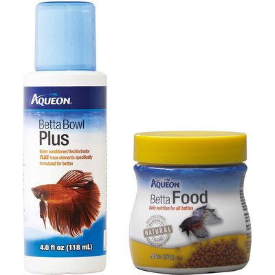 Aqueon Aqueon Betta Bowl Plus Water Conditioner + Betta Fish Food