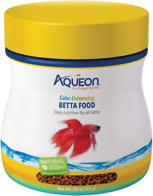 Show full view: Aqueon Color Enhancing Betta Fish Food, 0.95-oz bottle slide 1 of 9