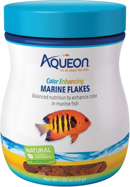 AQUEON Color Enhancing Marine Flakes Fish Food, jar