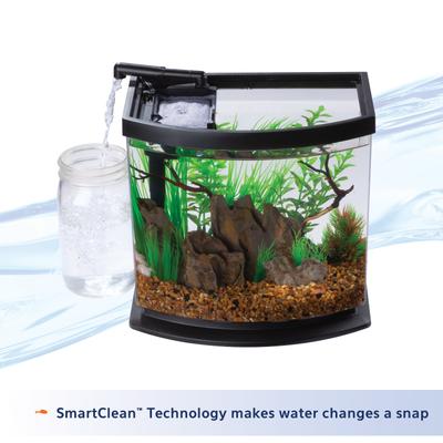 Show full view: Aqueon LED MiniBow SmartClean Fish Aquarium Kit, Black, 2.5-gal slide 6 of 11