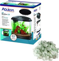 Aqueon LED MiniBow SmartClean Fish Aquarium Kit, Black + Galapagos Aquarium Sea Glass