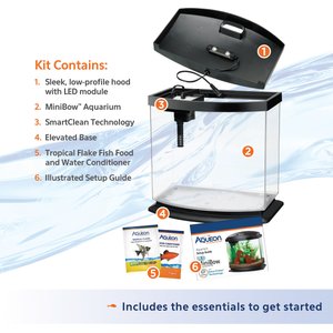 Aqueon LED MiniBow SmartClean Fish Aquarium Kit, White, 2.5-gal