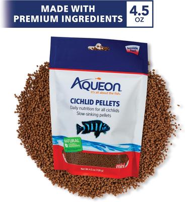 Show full view: Aqueon Mini Cichlid Pellet Fish Food, 4.5-oz jar slide 5 of 10