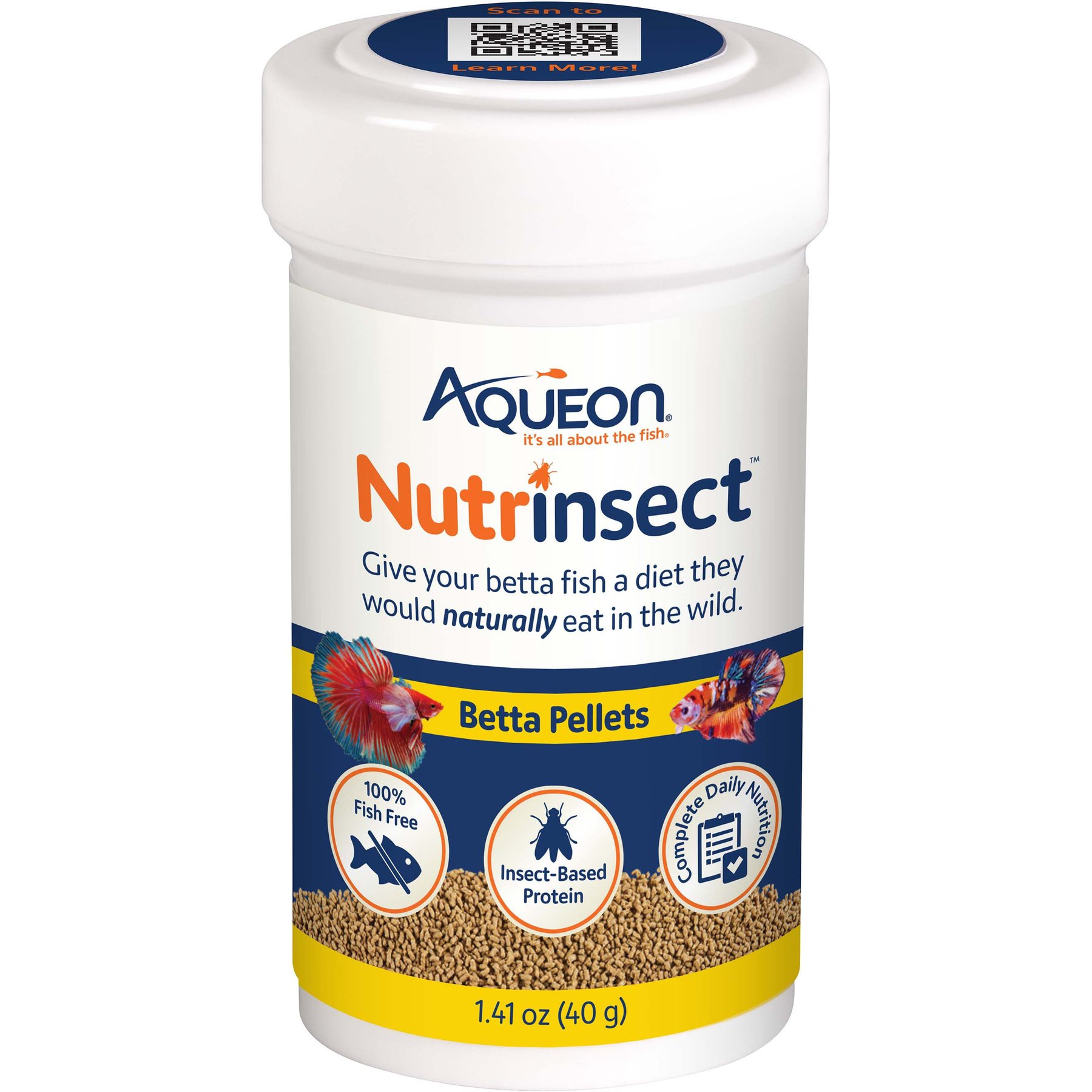 Aqueon Nutrinsect Fish-Free Fish Food Betta Pellets, 1.41-oz