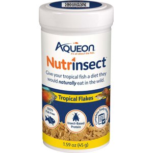 Aqueon Nutrinsect Fish-Free Fish Food Tropical Flakes, 1.59-oz