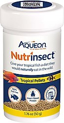 Aqueon Nutrinsect Fish-Free Fish Food Tropical Pellets, 1.76-oz