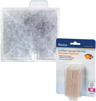 Show full view: Aqueon QuietFlow Medium Replacement Filter Cartridges + 10 Ammonia Reducing Specialty Filter Pad slide 1 of 8