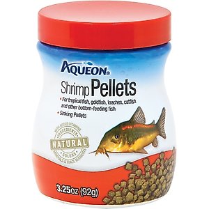 Aqueon Shrimp Pellets Fish Food, 3.25-oz jar.