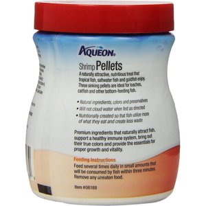 Aqueon Shrimp Pellets Fish Food, 3.25-oz jar.
