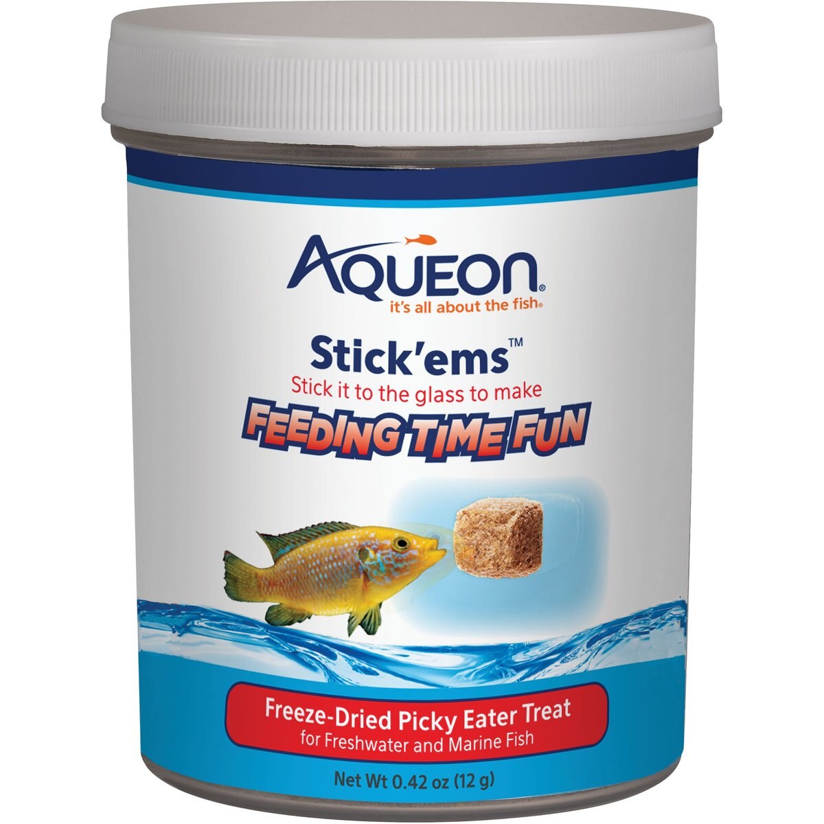 Aqueon Stick'ems Freeze-Dried Picky Eater Treat Fish Food, 0.7-oz bag