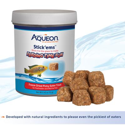 Show full view: Aqueon Stick'ems Freeze-Dried Picky Eater Treat Fish Food, 0.7-oz bag slide 2 of 10