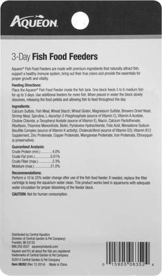 Show full view: Aqueon Tropical Freshwater Fish Food Feeder, 3-day, 4 count slide 2 of 10