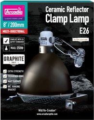 Arcadia Reptile Clamp Lamp, Graphite, 8-in