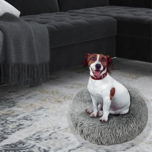 Archstone Pets Bolster Round Donut Cat & Dog Bed, Gray, Large