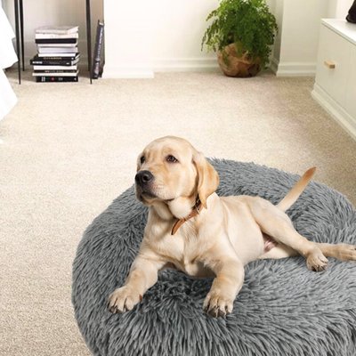 Archstone Pets Archstone Pets Bolster Round Donut Cat & Dog Bed, Gray, Medium