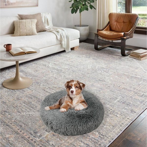 Archstone Pets Bolster Round Donut Cat & Dog Bed, Gray
