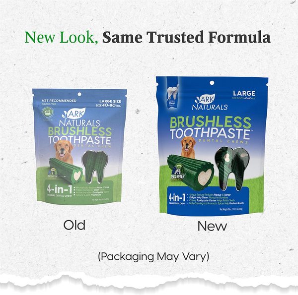 Ark Naturals Fortify Brushless Toothpaste Large Dental Dog Treats, 18-oz bag