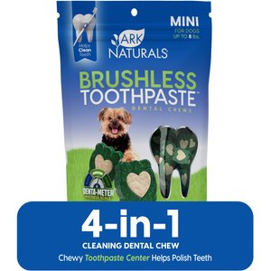 Ark Naturals Brushless Toothpaste Mini Dental Dog Treats, 4-oz bag, count varies