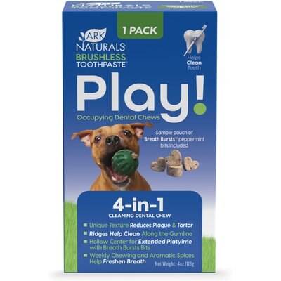 Ark Naturals Ark Naturals Brushless Toothpaste Play! Mint Adult Dental Dog Treats, 4-oz box, 1 count