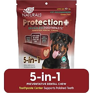 Ark Naturals Protection+ Brushless Toothpaste Large Dental Dog Treats, 18-oz bag, count varies