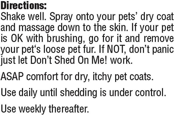 Show full view: Ark Naturals Don't Shed On Me! Dog & Cat Spray, 8-fl oz bottle slide 5 of 7