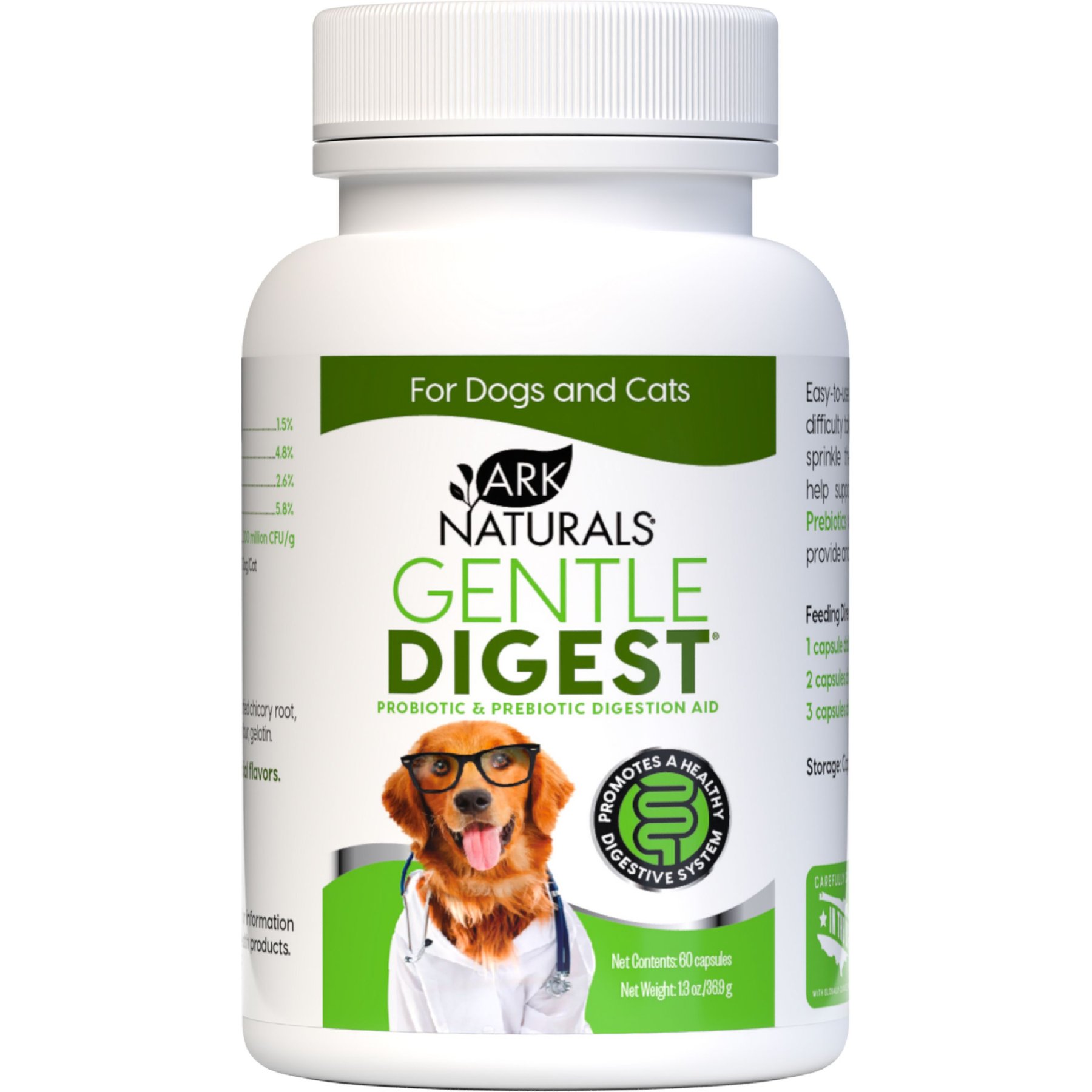 Ark Naturals Gentle Digest Dog & Cat Capsules, 60 capsules