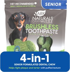 Ark Naturals Gray Muzzle Brushless Toothpaste Small/Medium Senior Dental Dog Treats, 4-oz bag, count varies slide 1 of 6