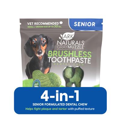 Show full view: Ark Naturals Gray Muzzle Brushless Toothpaste Small/Medium Senior Dental Dog Treats, 4-oz bag, count varies slide 1 of 10