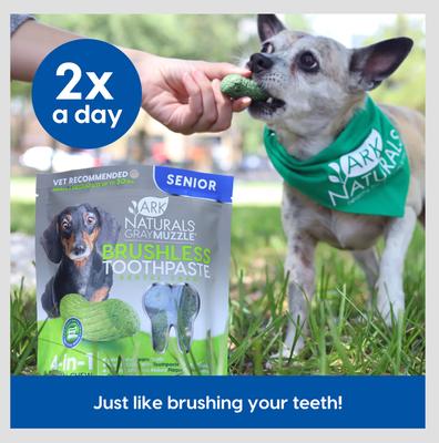 Show full view: Ark Naturals Gray Muzzle Brushless Toothpaste Small/Medium Senior Dental Dog Treats, 4-oz bag, count varies slide 6 of 10