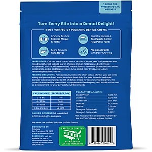 Ark Naturals Kiss Me-Ow Cleaning Tuna Dental Chews Crunchy Cat Treats, 6-oz bag