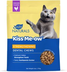 Ark Naturals Kiss Me-Ow Strengthening Chicken Dental Chews Crunchy Cat Treats, 6-oz bag