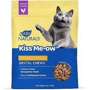 Ark Naturals Kiss Me-Ow Strengthening Chicken Dental Chews Crunchy Cat Treats, 6-oz bag