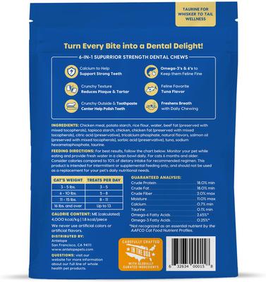 Show full view: Ark Naturals Kiss Me-Ow Strengthening Tuna Dental Chews Crunchy Cat Treats, 6-oz bag slide 3 of 5