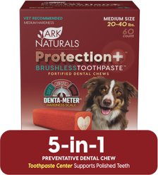 Ark Naturals Protection+ Brushless Toothpaste Medium Dental Dog Treats, 60 count
