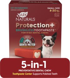 Ark Naturals Protection+ Brushless Toothpaste Small Dental Dog Treats, 60 count