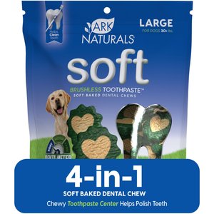 Ark Naturals Soft Brushless Toothpaste Large Dental Dog Treats, 18-oz bag