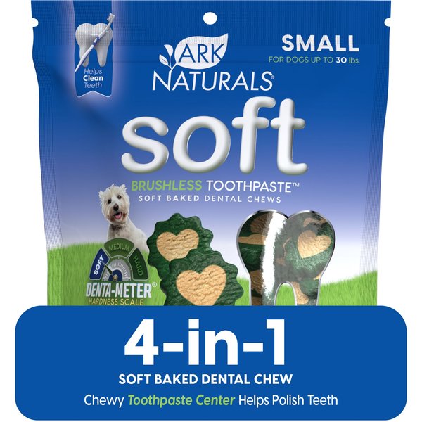 Ark Naturals Soft Shield Protection+ Brushless Toothpaste Small Dental Dog Treats, 12-oz bag