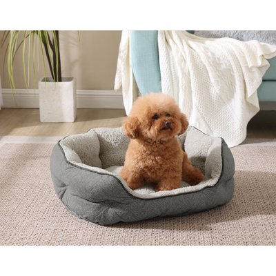 Arlee Home & Pet Arlee Home & Pet Cozy Orthopedic Durable Eco-Friendly Bolster Dog & Cat Bed, Charcoal, 28 x 23 x 10-in