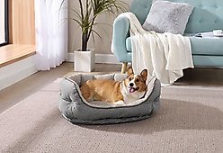 Arlee Home & Pet Cozy Orthopedic Durable Eco-Friendly Bolster Dog & Cat Bed, Charcoal, 33 x 27 x 12-in