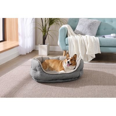 Arlee Home & Pet Arlee Home & Pet Cozy Orthopedic Durable Eco-Friendly Bolster Dog & Cat Bed, Charcoal, 33 x 27 x 12-in