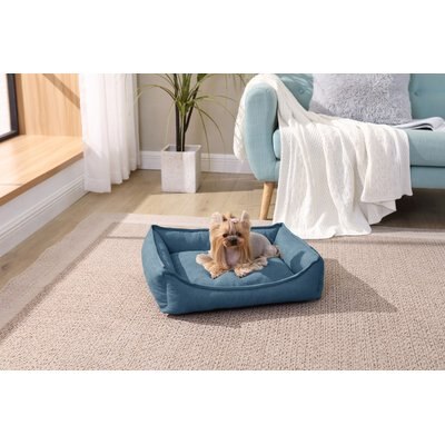 Arlee Home & Pet Arlee Home & Pet Cresent Lounger Orthopedic Eco-Friendly Memory Foam Bolster Dog & Cat Bed, Blue, 26 x 21 x 8-in