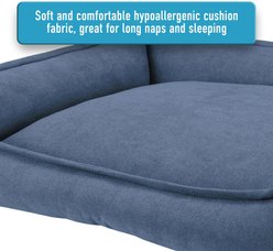 Arlee Home & Pet Cresent Lounger Orthopedic Eco-Friendly Memory Foam Bolster Dog & Cat Bed, Blue, 26 x 21 x 8-in slide 2 of 9