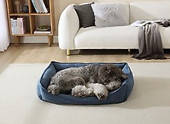 Arlee Home & Pet Cresent Lounger Orthopedic Eco-Friendly Memory Foam Bolster Dog & Cat Bed, Blue, 41 x 32 x 11-in