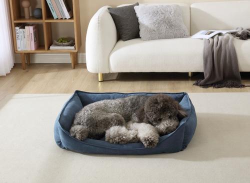 Show full view: Arlee Home & Pet Cresent Lounger Orthopedic Eco-Friendly Memory Foam Bolster Dog & Cat Bed, Blue, 41 x 32 x 11-in slide 1 of 11