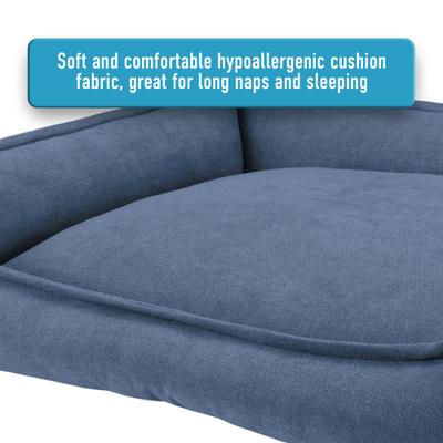 Show full view: Arlee Home & Pet Cresent Lounger Orthopedic Eco-Friendly Memory Foam Bolster Dog & Cat Bed, Blue, 41 x 32 x 11-in slide 5 of 11