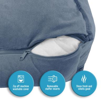 Show full view: Arlee Home & Pet Cresent Lounger Orthopedic Eco-Friendly Memory Foam Bolster Dog & Cat Bed, Blue, 41 x 32 x 11-in slide 7 of 11