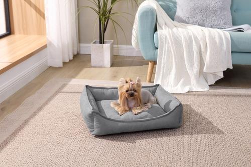 Show full view: Arlee Home & Pet Cresent Lounger Orthopedic Eco-Friendly Memory Foam Bolster Dog & Cat Bed, Gray, 26 x 21 x 8-in slide 1 of 11