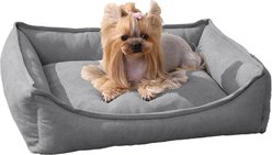 Arlee Home & Pet Cresent Lounger Orthopedic Eco-Friendly Memory Foam Bolster Dog & Cat Bed, Gray, 26 x 21 x 8-in slide 2 of 9