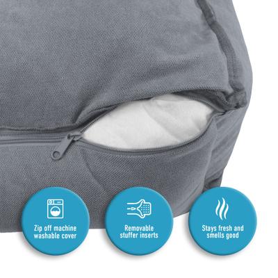 Show full view: Arlee Home & Pet Cresent Lounger Orthopedic Eco-Friendly Memory Foam Bolster Dog & Cat Bed, Gray, 26 x 21 x 8-in slide 7 of 11