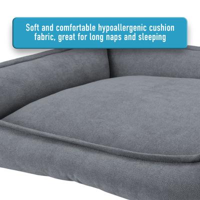 Show full view: Arlee Home & Pet Cresent Lounger Orthopedic Eco-Friendly Memory Foam Bolster Dog & Cat Bed, Gray, 26 x 21 x 8-in slide 5 of 11